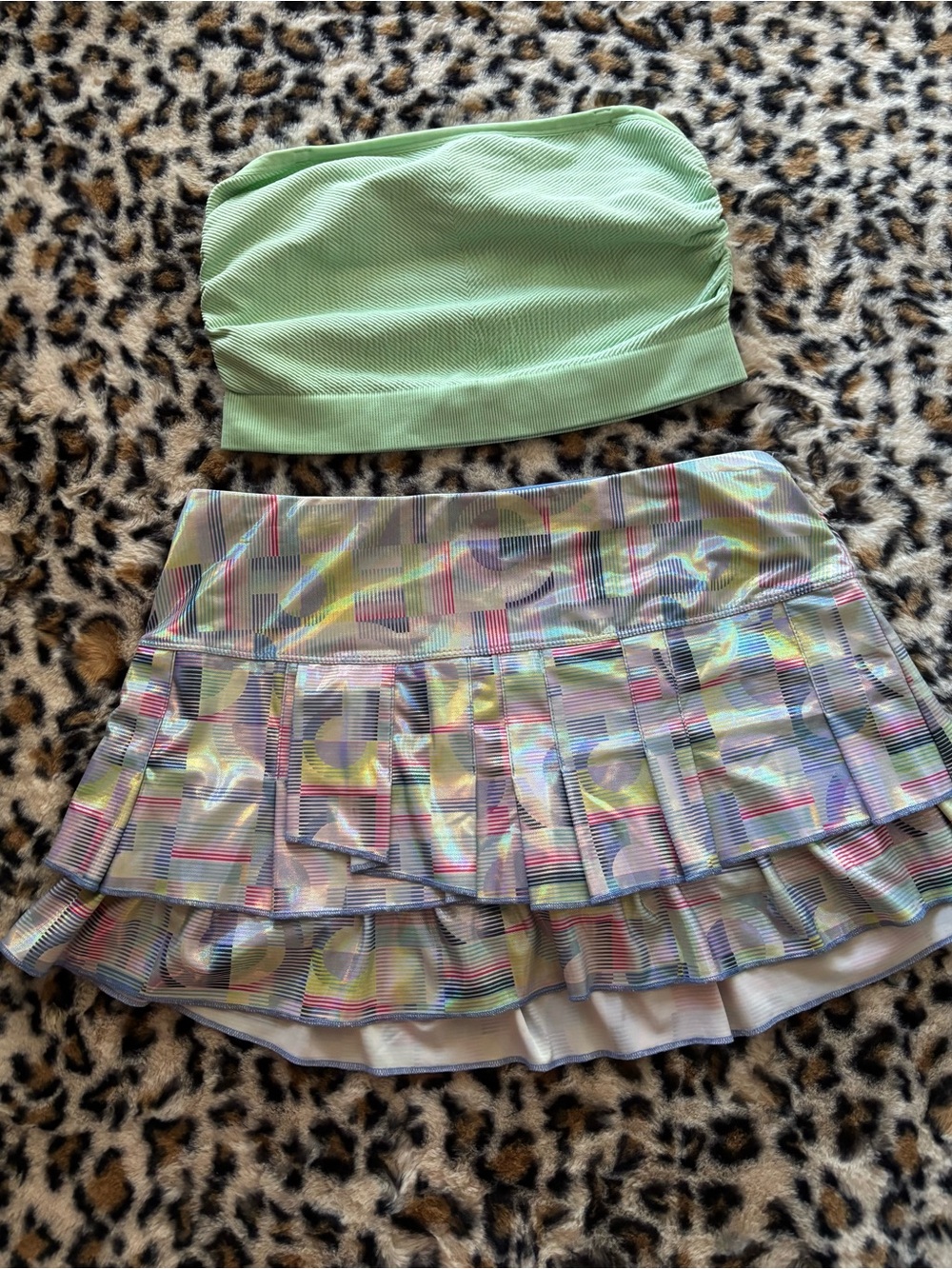 Lucky in Love Iridescent Pastel Ruffle Mini Skirt